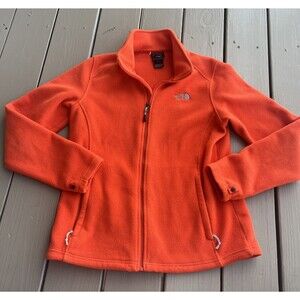 THE NORTH FACE Women's Full Zipper Fleece Jacket Outerwear Orange Size Large